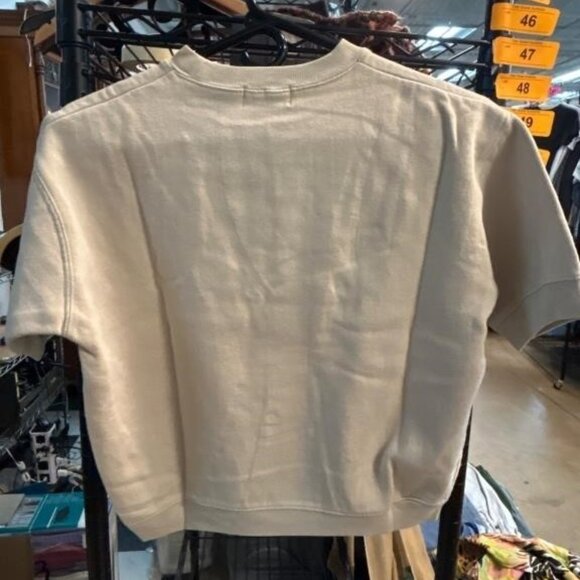 Vintage GUESS Worldwide Jeans Short Sleeve Sweatshirt Cream OSFA - Picture 2 of 3